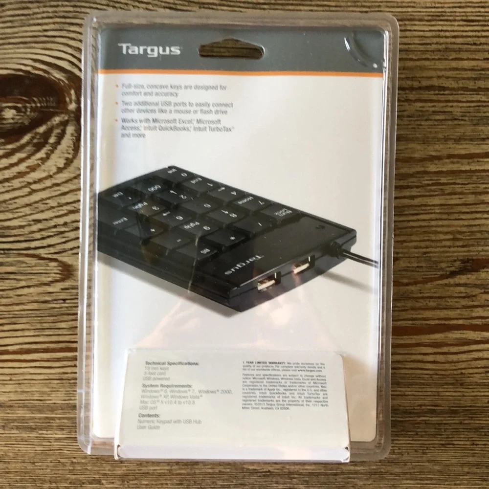 Targus Ultra Mini USB Keypad USB Port Connector Plug Play PC MAC 10 Key PAUK10U